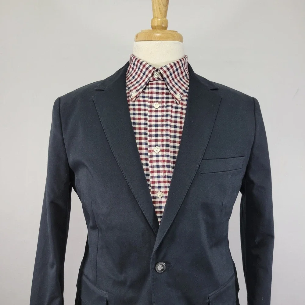 FAIRLANE‎ Men's Sport Coat Blazer Two Button Deep Navy Cotton Spandex Medium